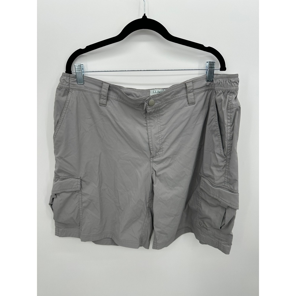 LL Bean Mens Gray Nylon Spandex Cargo Shorts XL Regular Hiking Outdoor
